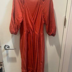 Madewell - Marianna Puff-Sleeve Midi Dress / SMALL / ETRUSCAN CLAY -Size Small